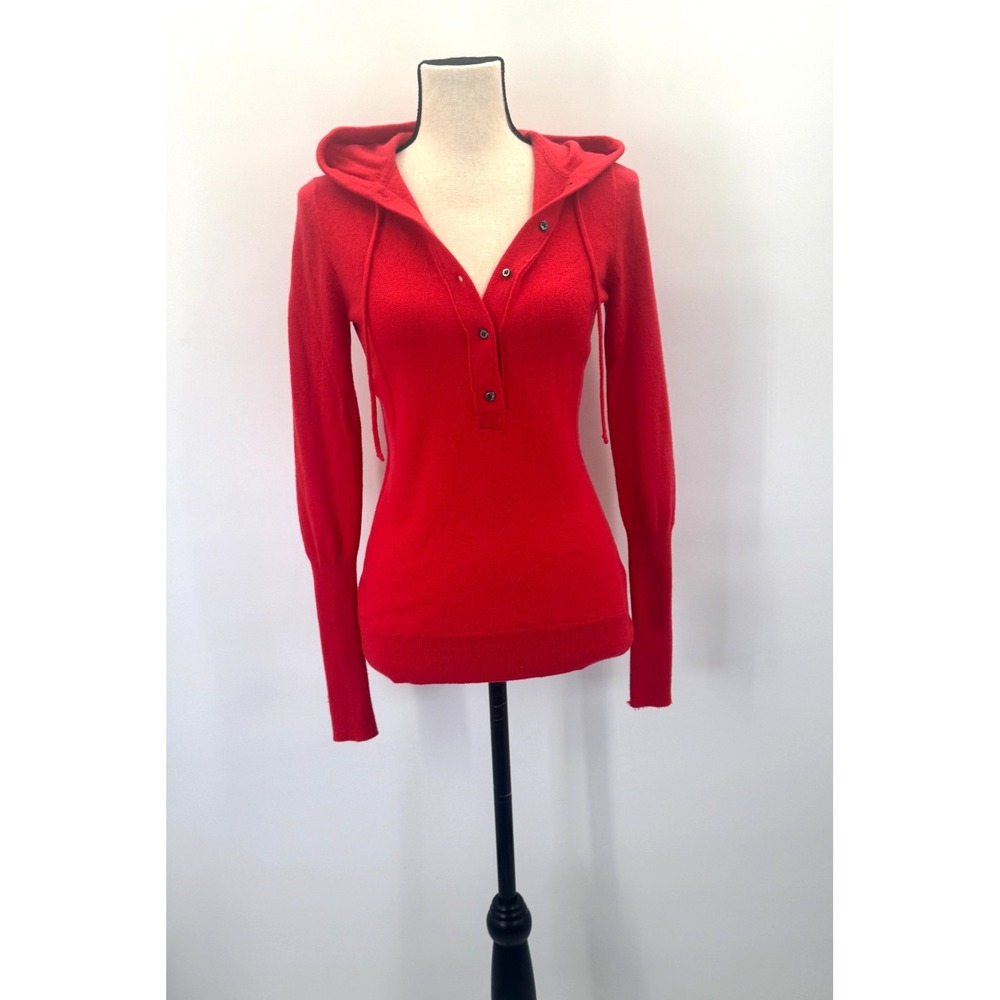 J Crew Italian Cashmere Hood Sweater Knit Button Henley S Pullover Prep Parisian
